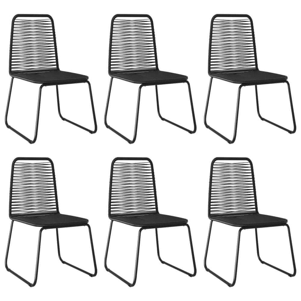 Vidaxl Vonkajšie jedálenské stoličky 6 ks polyratan čierne